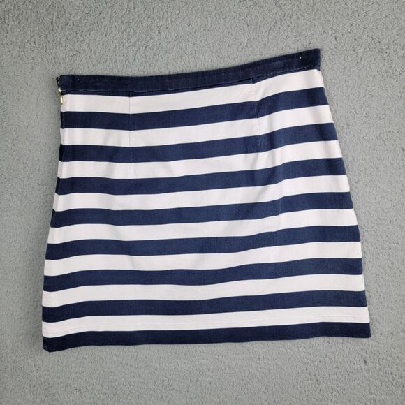 Draper James Miniskirt Womens Size 8  Navy Blue White Striped Size Zipper - Picture 13 of 13